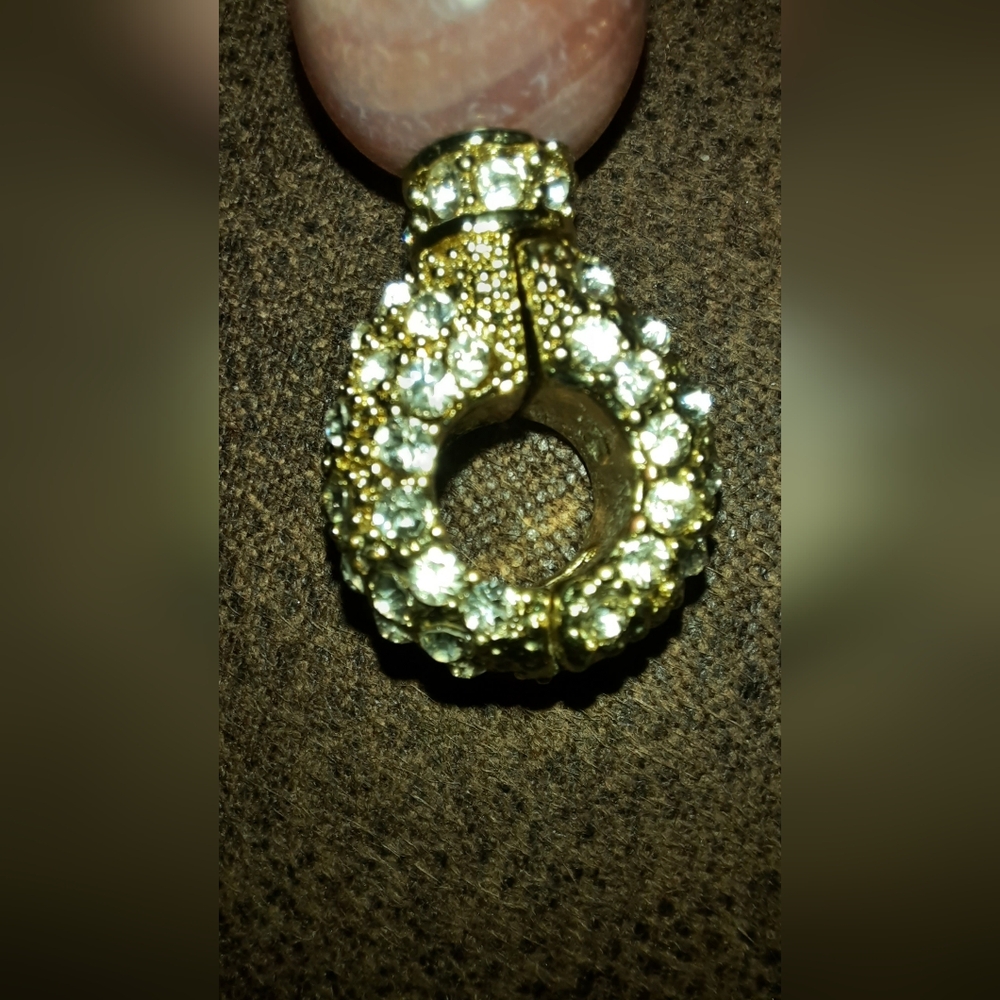 Banded agate set bead necklace pave crystal clasp matching gemstone earrings - Picture 14 of 16